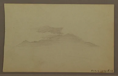 Tekening, bergketen, wolk